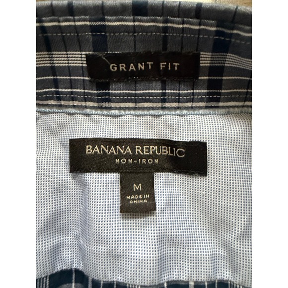 Banana Republic Grant Fit Non-Iron Plaid Shirt Medium Preppy - Picture 4 of 4